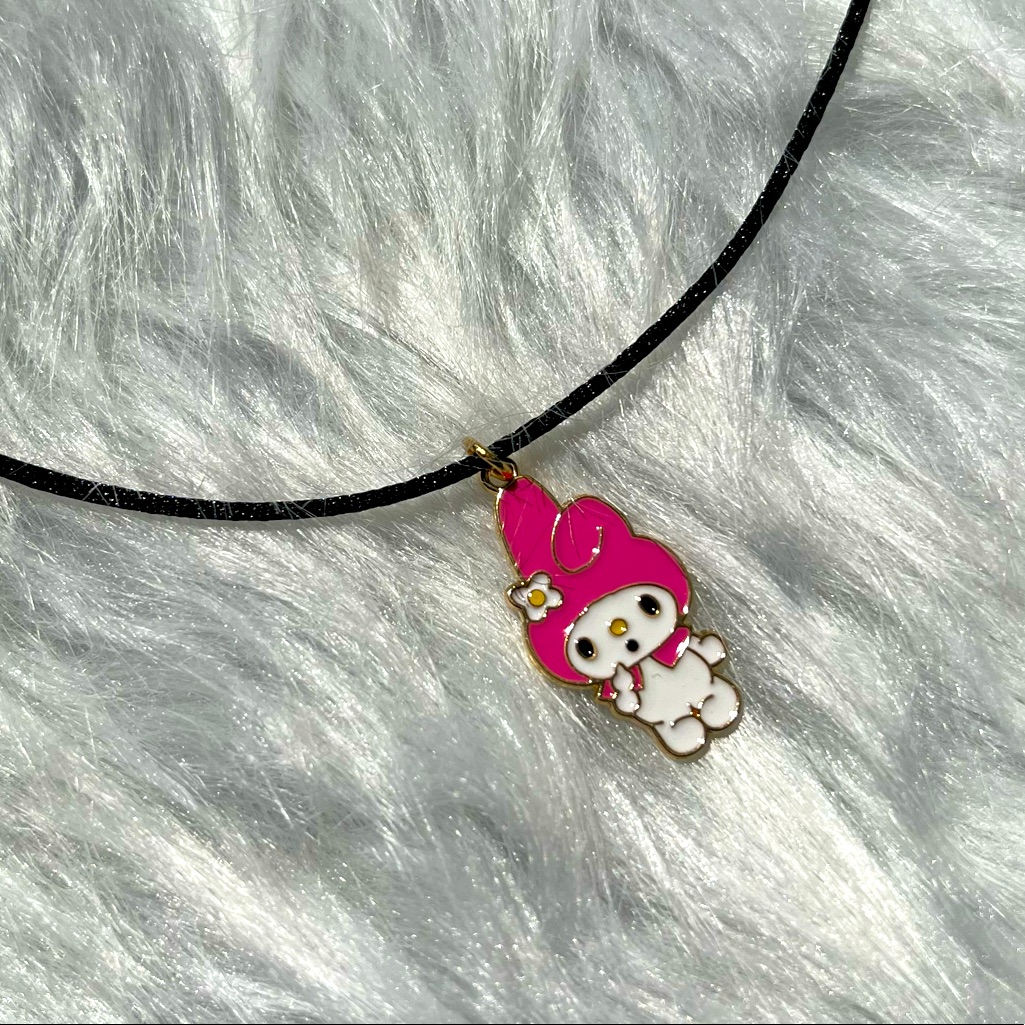 Brand New Handmade My Melody Pendant Satin Silk Cord Necklace